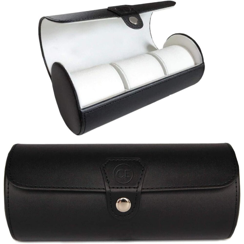 Travel Watch Case Roll Organizer for Men | Vegan Faux Leather Watch Display Case - Picture 3 of 8